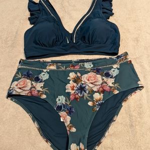 Plus size XXL teal bikini
